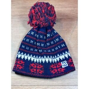 Vintage Murray Merkley Nordic Fair Isle Knit Beanie Navy Red White - Small